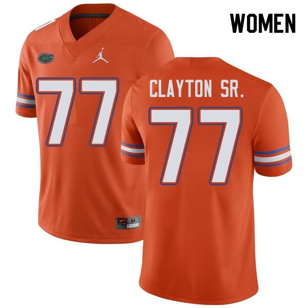 NCAA Florida Gators Antonneous Clayton Sr. Women's #77 Jordan Brand Orange Stitched Authentic College Football Jersey XGZ2664ME